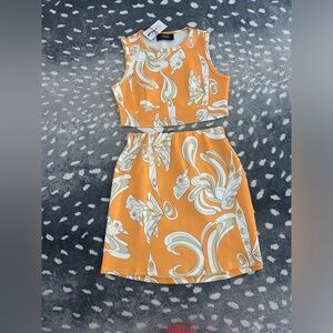 Cider Orange and White Kids Dress